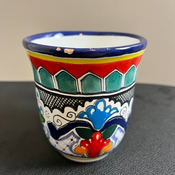Pue Mex Painted Mexico Style Mug Blue Floral - Picture 4 of 6